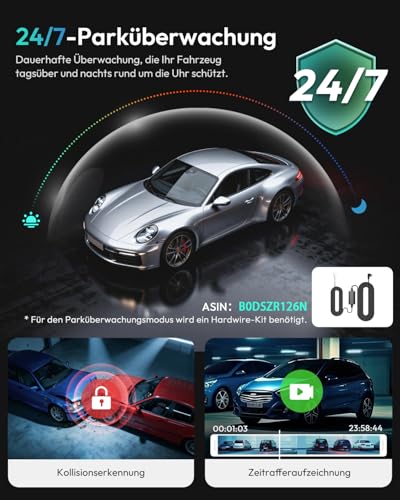 BOTSLAB Dashcam Auto Vorne Hinten, 4K Dashcam Auto GPS mit WiFi, Dual Autokamera mit ADAS, Nachtsicht, 170°Weitwinkel, 2,45" IPS, 24/7 Parküberwachung, Loop-Aufnahme (Enthält Keine Micro-SD-Karte) 6