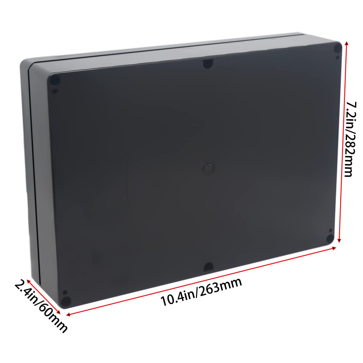 Watertight Junction Box, IP67 Waterproof Project Box Durable ABS Plastic Electronic Enclosure Case for DIY Electrical Project Black 10.35" x 7.17" x 2.36"(263 x 182 x 60 mm)