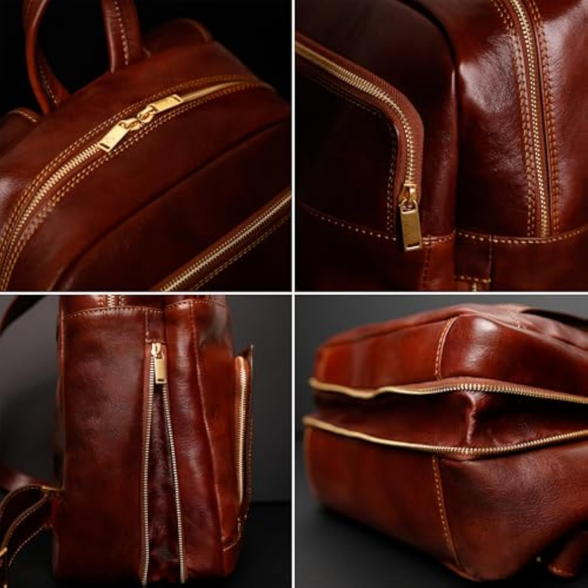 Classic Leather Business Backpack for Laptop, Brown