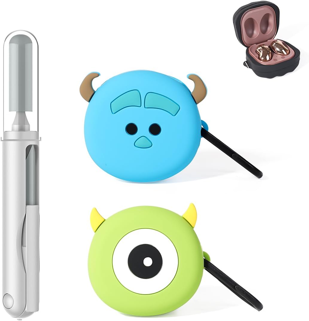 (2 Pack+ Cleaning Pen) Suublg Case for Galaxy Buds FE/Buds2/2/Pro/Live Protective Silicone Cover with 3 in 1 Cleaning Brush Pen Tools