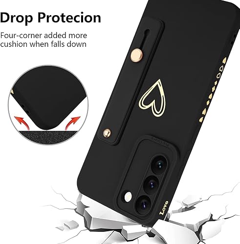 Miniatura 6 de Fiyart Funda diseñada para Galaxy S22 5G con soporte para teléfono, bonito patrón de corazones de amor, funda protectora delgada de protección de
