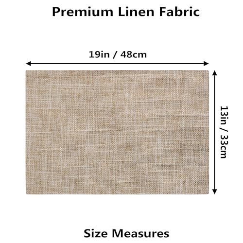 Demetex Burlap Place Mats Set of 6 Heat Resistant Linen Placemats Decorative Wipeable Fabric Table Mats for Dining Kitchen Tables, Burlap by Demetex - Used condition - Image 2