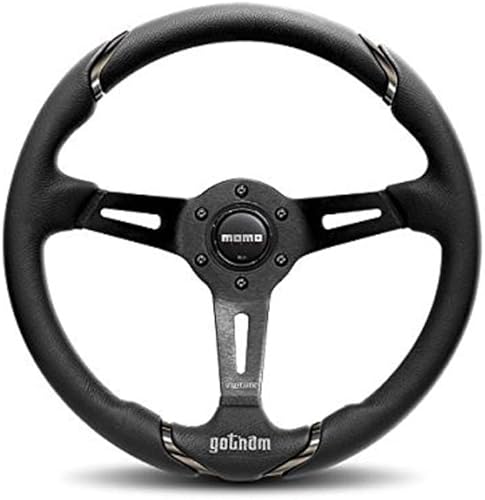Momo GOT35BK0B Gotham 350 mm Leather Steering Wheel, Black