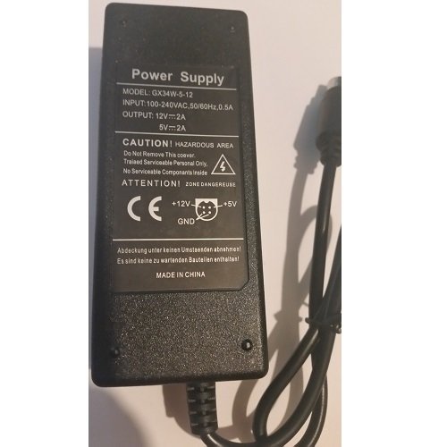 Cargador 12V 5V 2A 4 Pines - Compatible Con Disco Duro LaCie D2 Quadra 500GB, Cable De 15 Cm