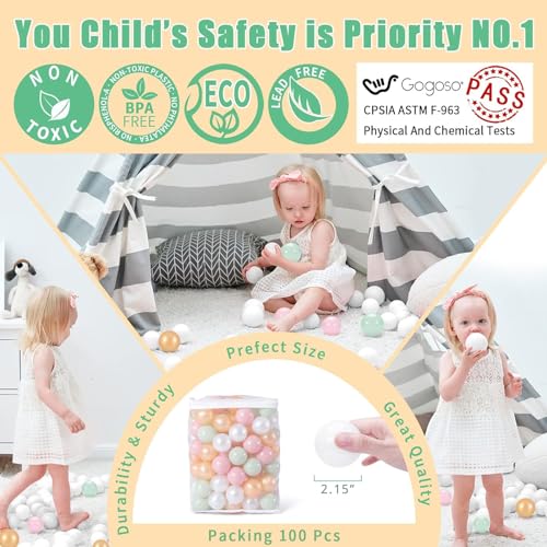 image for GOGOSO Ball Pits Balls Toddlers 50 100 200 500 Plastics Shape Ball Non