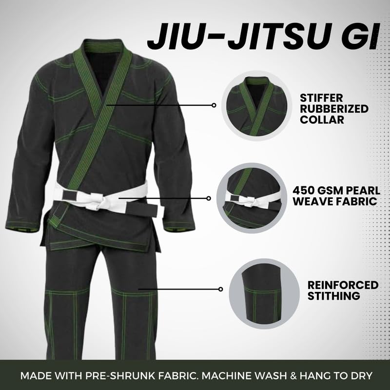 Rightpunch Ultimate Brazilian Jiu Jitsu Gi – Preshrunk Unisex Bjj Gi Lightweight 450 Gsm Cotton Fabric | Perfect Fit for Men Women and Kids | Premium Training Uniform with Comfort Sizing Guide | Grey