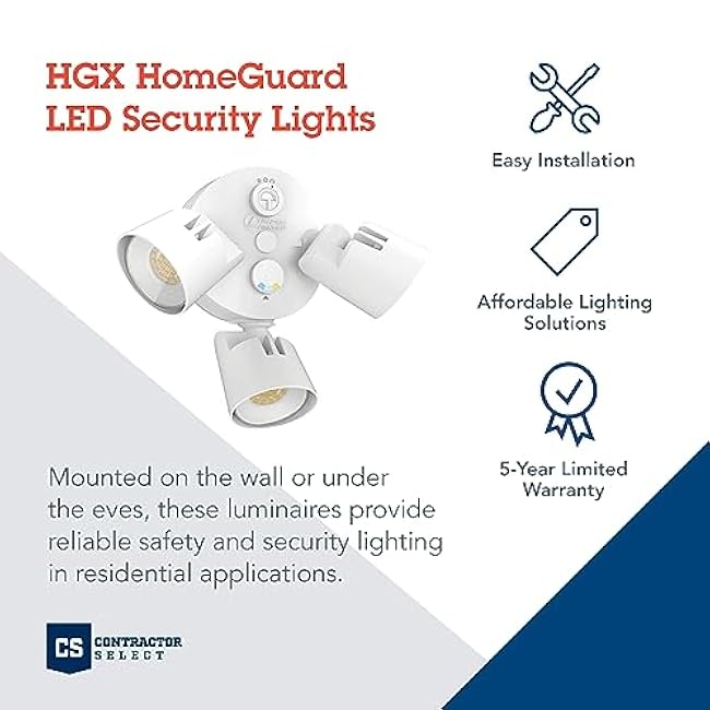 Lithonia Lighting HomeGuard 3-Light LED Outdoor Flood Lights Round Heads White