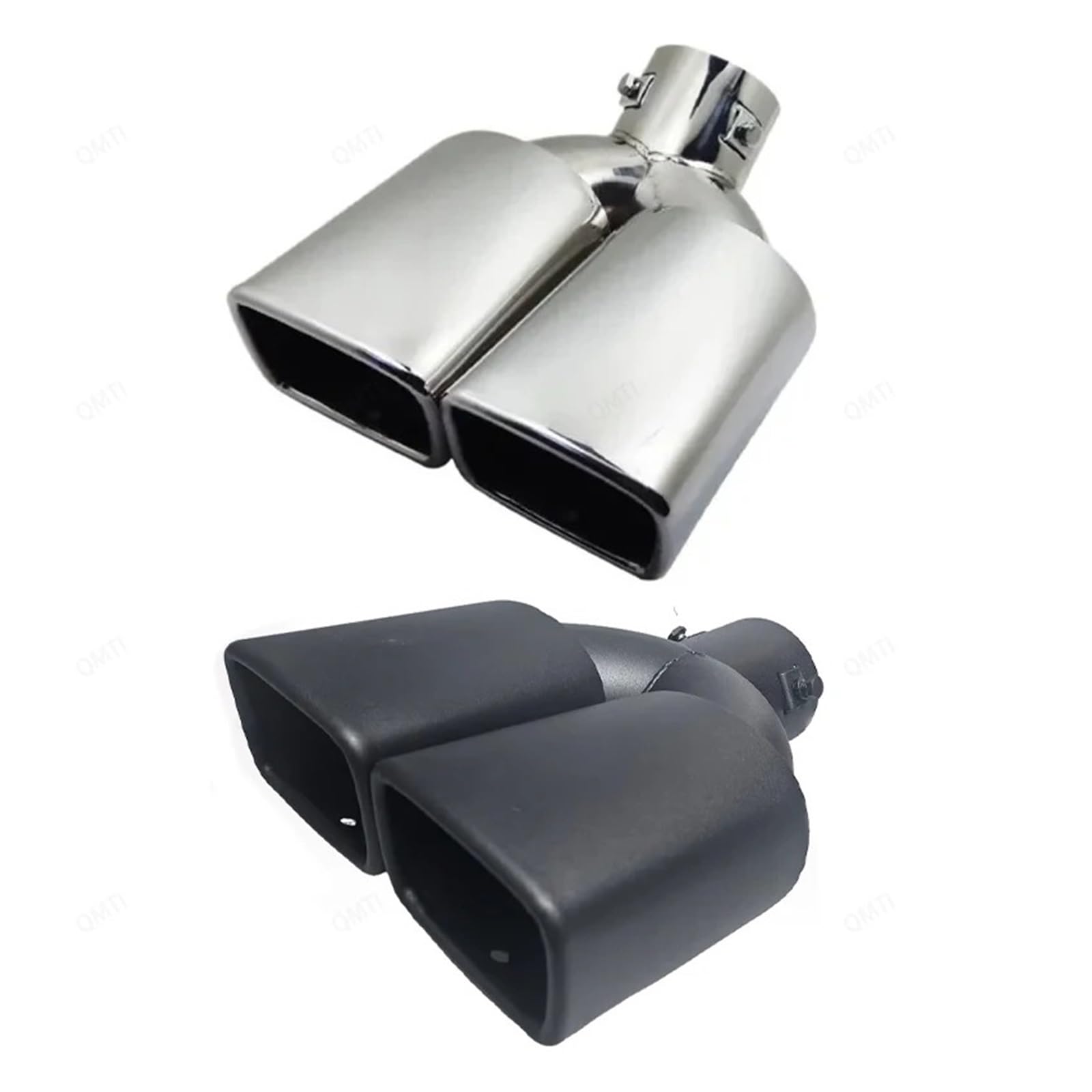 tubo di scarico dell'auto Terminale Di Scarico Universale A Doppia Uscita Marmitta Posteriore Tubo A Bocca Quadrata In Acciaio Inox Accessori Per Auto(Silver Straight)