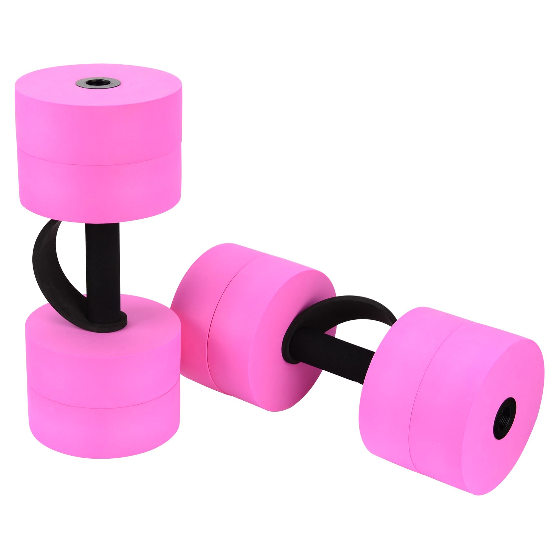 BOOSTEADY Aquatic Exercise Dumbbells Water Dumbbell Pool Resistance Aquatic Fitness Barbells with 4 High-Density EVA Foam Pool Weights Dumbbells, for Water Aerobics Weight Loss-PINK