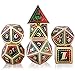 D&D Dadi di Metallo Poliedrico Dice Set, DND Dadi da Gioco di Ruolo Set Dadi per RPG Dungeons & Dragons Pathfinder Insegnamento della Matematica Gioco da Tavolo (Imitation Gold - Red and Green)