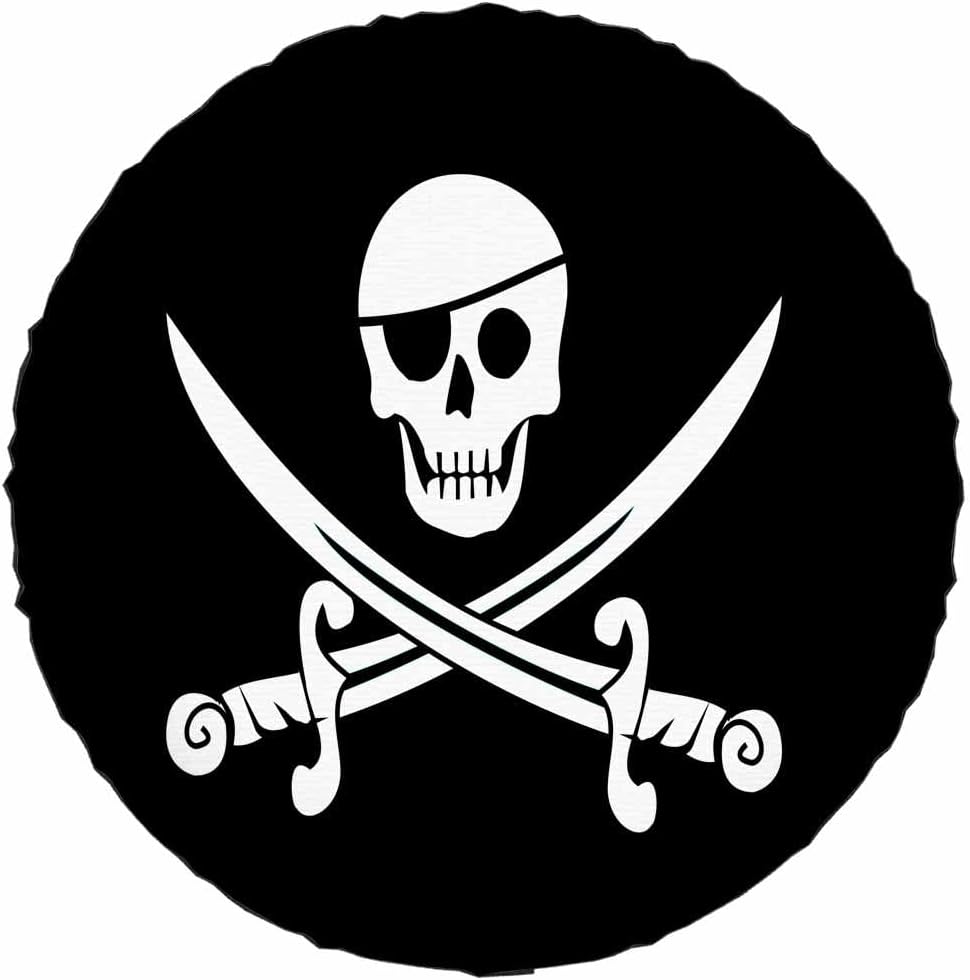 Jolly Roger Pirate Flag Spare Tire Cover 15 inch Wheel Skull Bayonet Cross Protectors Weatherproof Universal for Trailer Tire Cover Rv SUV Truck Camper Travel Trailer