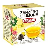 crastan 1870, 10 capsule, 1 box da 10 capsule di infuso al gusto zenzero e limone, capsule compatibili con dolce gusto senza zuccheri aggiunti, senza glutine, 100% made in italy