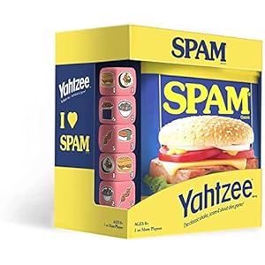 Yahtzee Spam Brand | Collectible Game as Iconic Spam Can with Custom Dice | Dice Featuring Fried Spam, Spam Musubi, Spam…