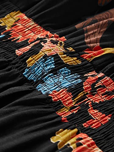 Milumia Women's Vintage Boho Button Up Split Floral Print Flowy Party Dress A Black Large #TOP5