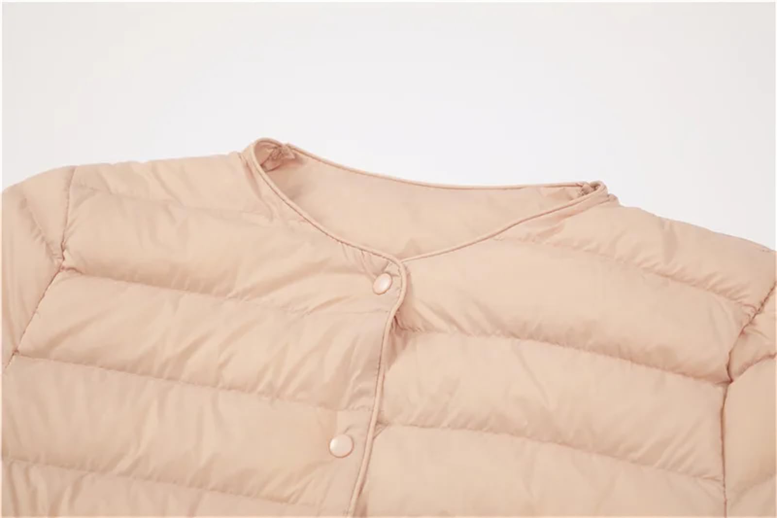 Donna Liner O-Collo Variabile Scollo a V Mantenere Caldo Piumino Piumino Femminile Senza Colletto Trapuntato Cappotto Cachi, cachi, L