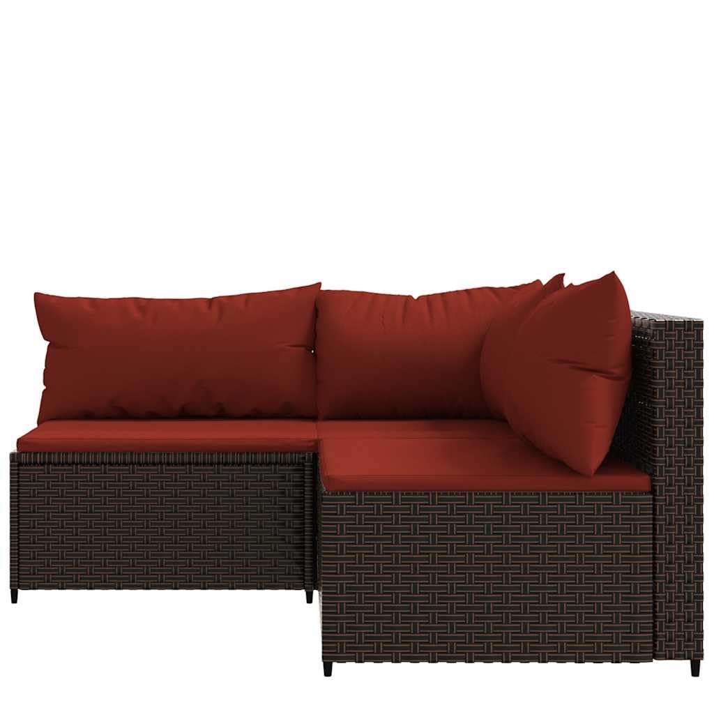 Juego de muebles de jardín con cojines de ratán sintético marrón, juego de muebles de jardín, muebles de terraza, salón de jardín, para terraza, balcón, jardín -A