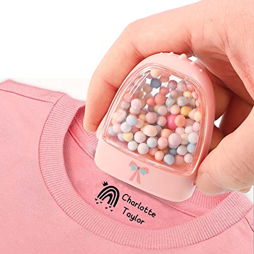 Dr. Stamp - Personalised Custom Name Stamper for Kids Clothes, School Uniforms, Care Homes, Daycare, Nursery. Washable Ink, No Come Off Sticky Labels in The Wash! (Pink)