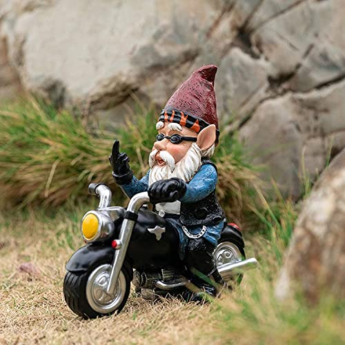 Gartenzwerg Motorrad Zwerge,13.3cmx13cm Statue Wasserdicht Sonnenschutz Gartendeko für den Garten,gartenzwerg lustig,Motorrad Geschenke für männer,Deko für den Balkon – Bild 5