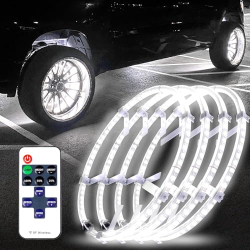 Beatto 17 inch Bright White Double Row Wheel Lights, Pure White and Remote ControlWheel Ring Light...