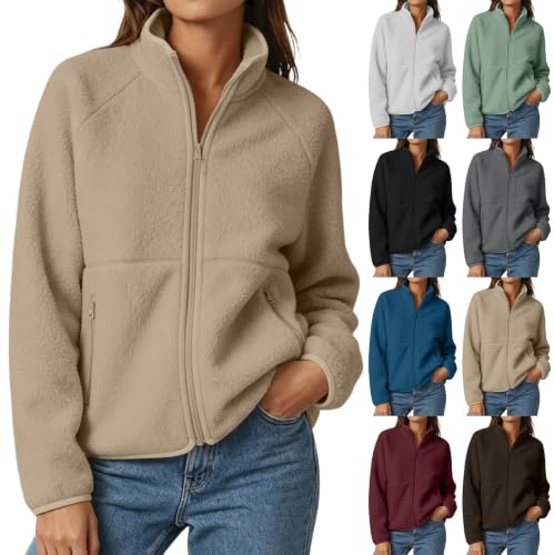 YRAETENM Fleece Jacket Women Lightweight Full Zip Fall Sherpa Warm Coats - image 1