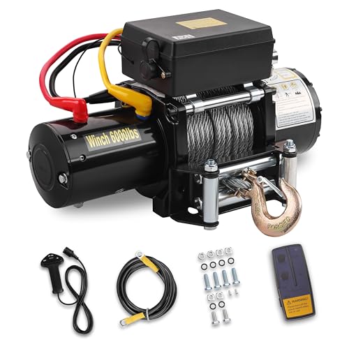 Treuil Électrique 12 V STANEW 6 000 LBS avec Télécommande Sans Fil 30 M et Câble en Acier 15 m