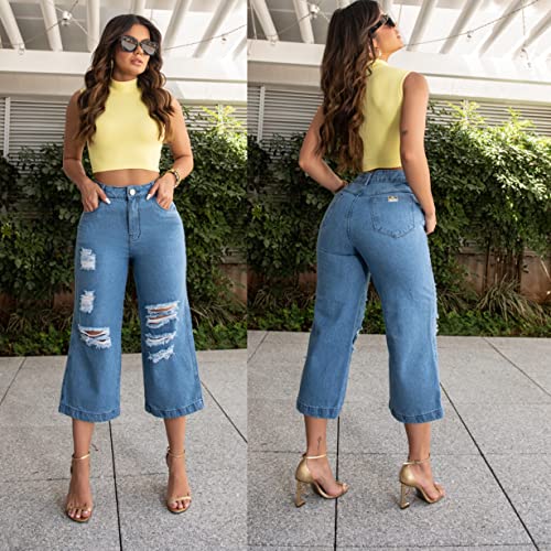 Calça Jeans Pantacourt Flash Blue 340M4 Cor: Azul; Tamanho:42