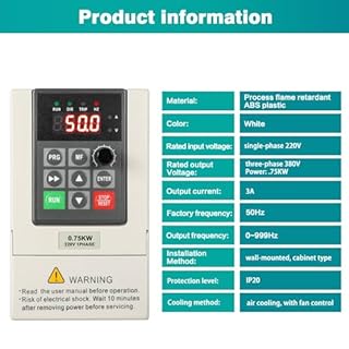 Transformateur 220v 380v Variateur de Frequence Convertisseur de Fréquence 220v Entrée Monophasé 380v Sortie Triphasé pour 0.75 KW Moteur de Broche CNC Contrôle de Vitesse