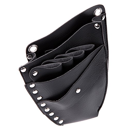 Anself - Bolsa de peluquería de cuero, sostenedor caso de tijeras con correa de hombro