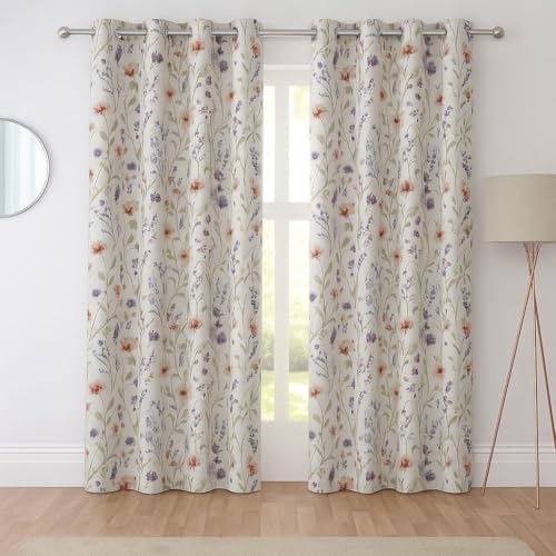 Sundour Hampshire Fully Lined Floral Eyelet Curtains Multi 46x72
