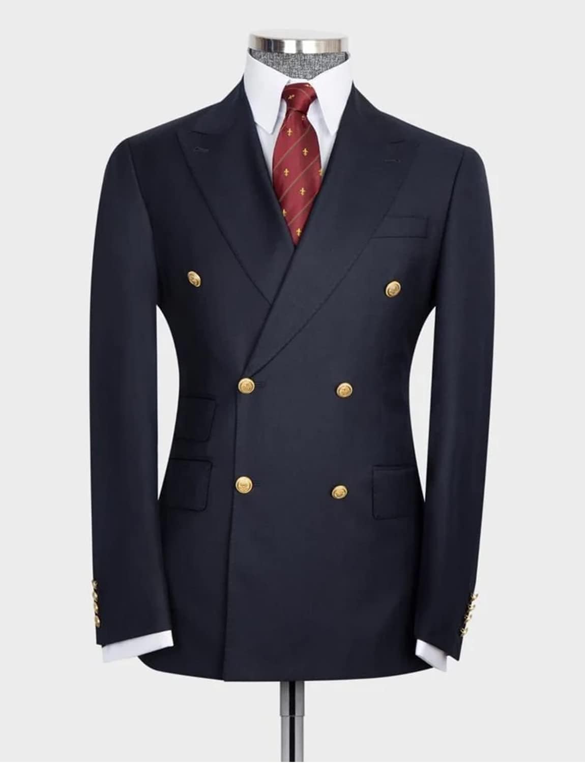 Men's Solid Blazer Double Breasted Suit Jacket Regular Fit for Formal Occasion