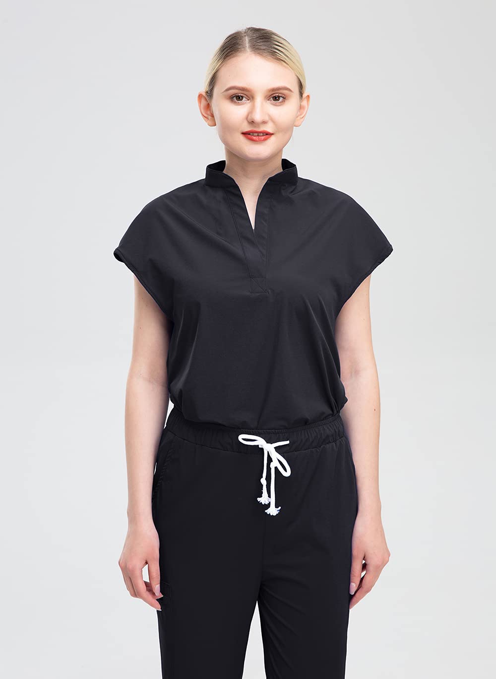 VIAOLI Scrubs for Women Set V Neck Pet Nursing Sets Scrubs Women Uniforms Blouses Working Clothes (Black, S)