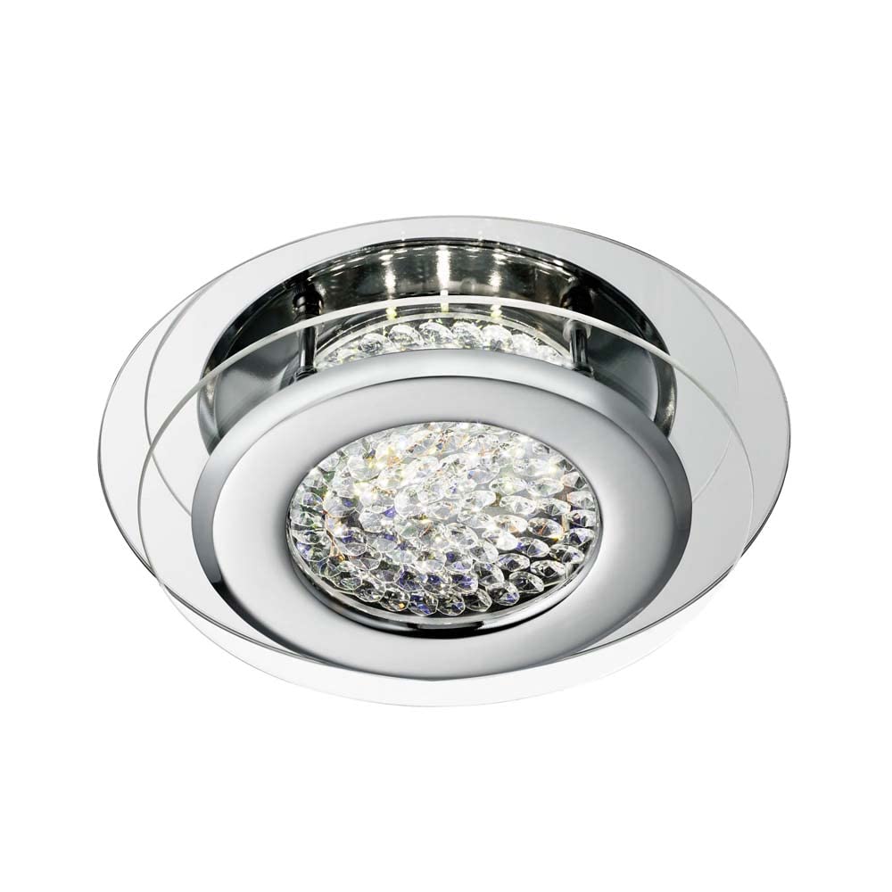 Searchlight Lighting Chrome Searchlight 1692Cc Vesta Crystal And Polished Ring Led Flush Ceiling Light - Dia: 280Mm