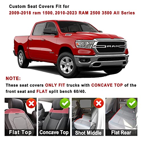 Huidasource Car Seat Covers For Dodge Ram, Full Coverage Waterproof Leather Pickup Truck Seat Cushion Protector Fit For 2009-2018 1500, 2010-2023 2500/3500 Quad Crew Mega Cab(Full Set/Black&Red) #TOP5