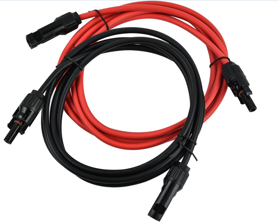 Rallonge de panneau solaire de 4 mm² - 5 m - Câble d'extension de panneau solaire étanche IP68 avec connecteurs femelles et mâles - Connecteurs - Câbles et adaptateurs (rouge + noir)