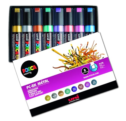 Marqueurs Posca PC8K pour personnaliser vos objets déco avec 8 feutres peinture métal
