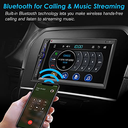 Double Din Car Multimedia System: 7 Inch Hd Touchscreen Car Stereo Receiver – Bluetooth Car Radio Mp5 Player With Mirror Link | Rear View Camera | Mp3 | Am/Fm | Usb/Sd/Aux | Steering Wheel Control #TOP2