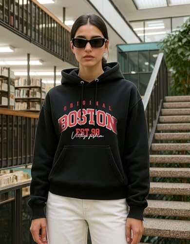 Image of JUNEBERRY Cotton Fleece Regular Fit Hooded Sweatshirt Lastest Back Graphic Printed Winter Hoodies for Women (Available in Colors: Black, SOYA Bean, Orange, Marshmellow, White & Lilac)