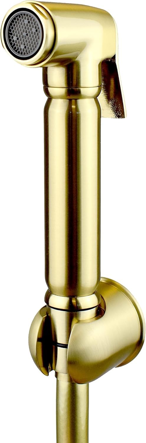2er Set Thermostat Bidet Dusche Gold, Messing Brause Set, Muslimische Dusche für die Toilette, Shattaf Handbrause mit Thermostat, warm & kalt