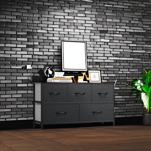 DWVO 5 Dresser for Bedroom, Storage Dresser with 5 Drawers, Black Dresser & Chest of Drawers, Storage Drawer Organizer for Closet, Bedroom, Living Room(Black)
