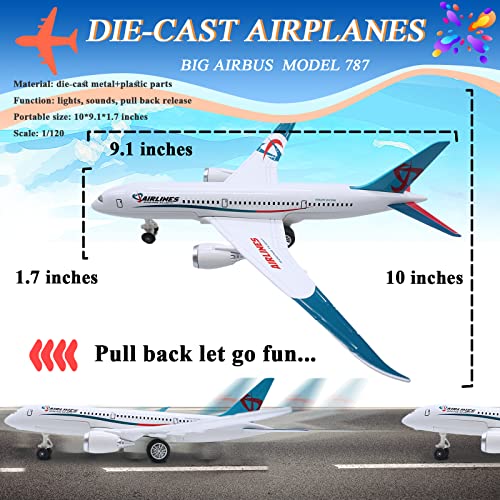Otonopi Airplane Toys Bump And Go Airlines Die Cast Metal Model Plane Toy With Lights And Sounds For Kids Lightblue #TOP5