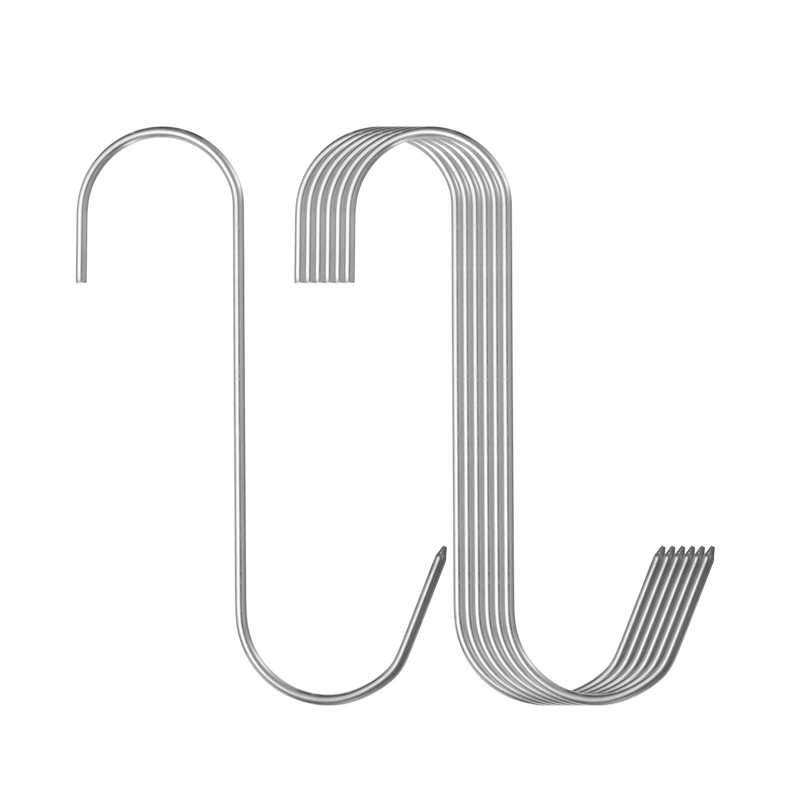 sourcing map 4pcs 6" Meat Hooks 304 Stainless Steel Butcher Hook S-Shaped Meat Processing Hooks for Hanging Smoking Grilling Beef Rib BBQ (MAX Load 11 Pound)
