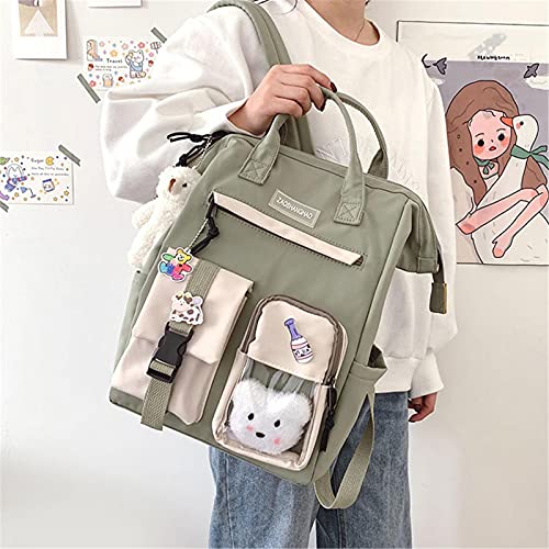 Linda mochila para meninas adolescentes, mochila escolar com pingente de pelúcia, bolsa de estudante