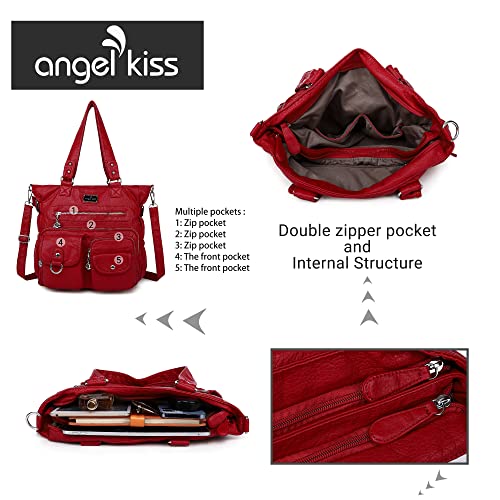Image of Angelkiss Purses Handbags for Women PU Tote Satchel Bags for Women Pockets Shoulder Bags | PU