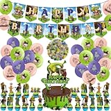 100 Pcs Birthday Decorations, Includes Happy Birthday Banner, Cake Topper, Cupcake Toppers, Balloons and Stickers, Cartoon Theme Party Supplies for Party