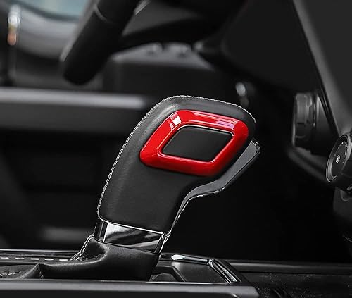 Miniatura 5 de iJDMTOY Juego de 2 piezas deportivas de aluminio rojo para pomo de palanca de cambios, decoración compatible con Ford 2015-2020 F-150Raptor
