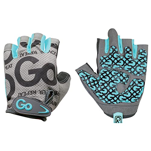 GoFit GF-WGTC-S/TU Women's Pro Trainer Gloves with Padded Go-Tac Palm (Teal/Small), Turquoise/Black
