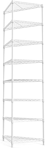 Estantería esquinera de alambre resistente de 8 niveles, certificado NSF, estante de almacenamiento de metal ajustable, capacidad de 400 libras,