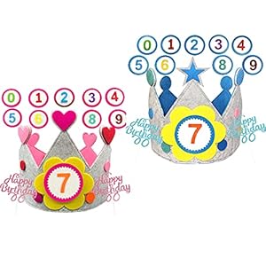 Verjaardag Kroon Hoed – Baby Verjaardag 1 2 3 4 5 6 7 8 9 Jaar Oud, 2 stuks Feesthoeden met 2 Blauwe Gelukkige…