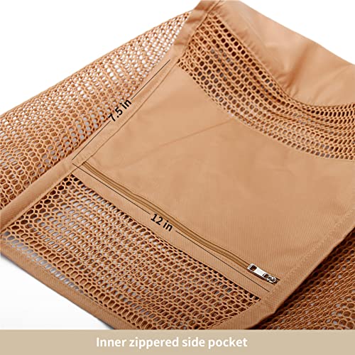 Beach Bag Mesh Tote Bag Lightweight Foldable Beach Tote with Zipper Pocket for Women Vacation Beach Pool Trip3