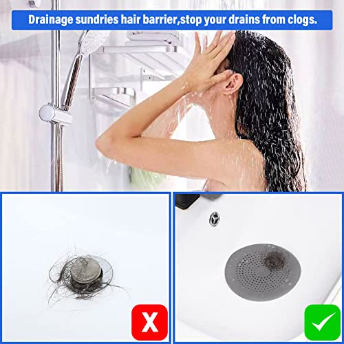 Drain Hair Catcher,Silicone Hair Stopper With Suction Cup,Round Shower Drain Cover Easy To Clean And Install Suit For Bathroom Bathtub Kitchen 3 Pack(Grey,White,Black) #TOP2